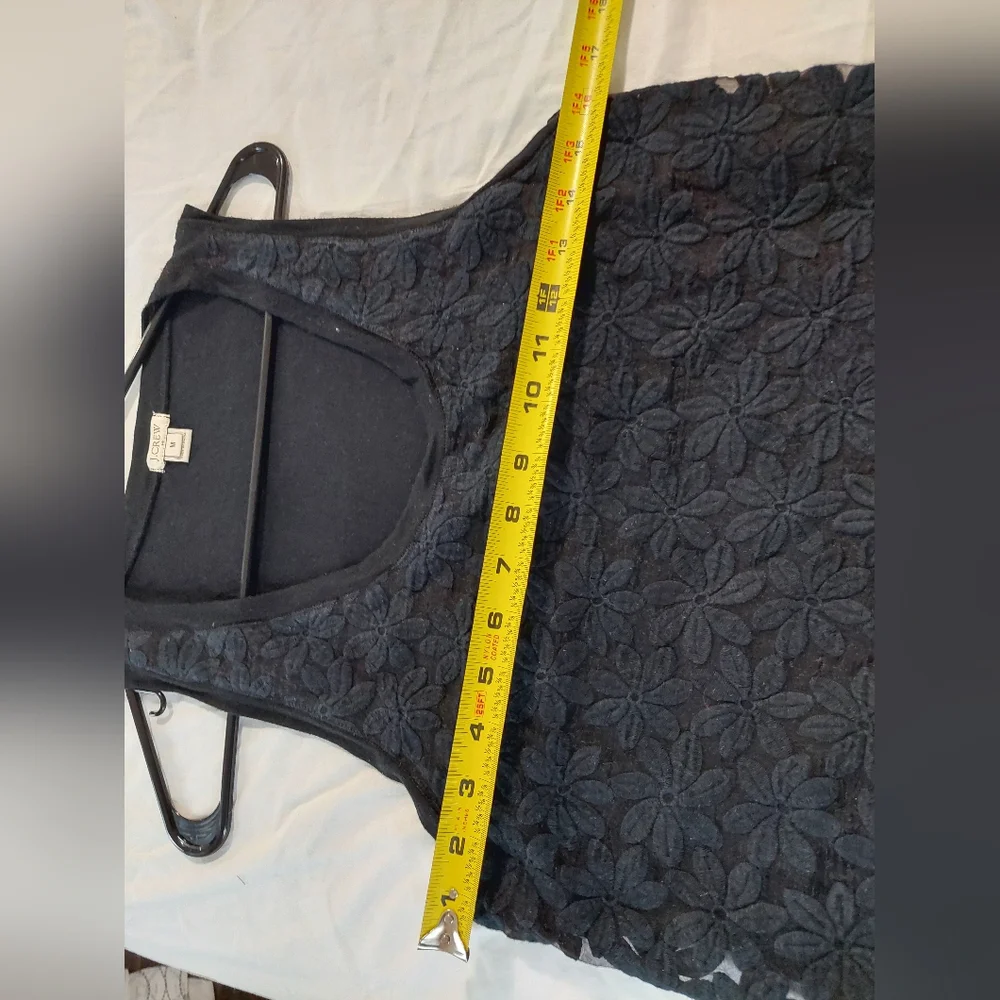 J. Crew Black Lace Front Tank top sz Medium Womans Textured